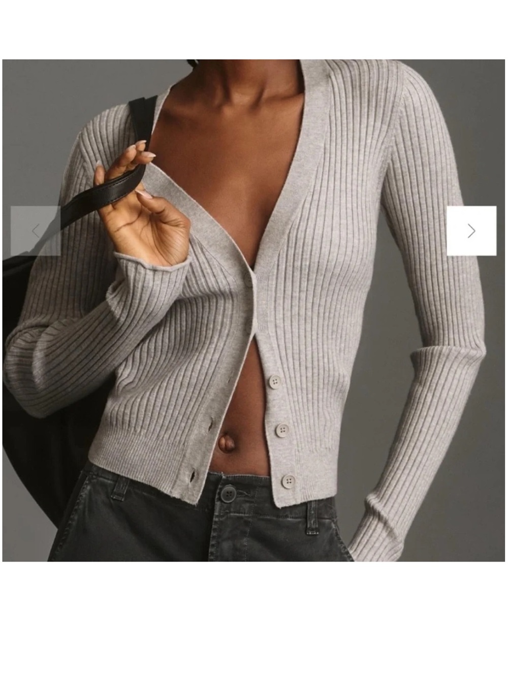Good American V-neck ribbed sweater